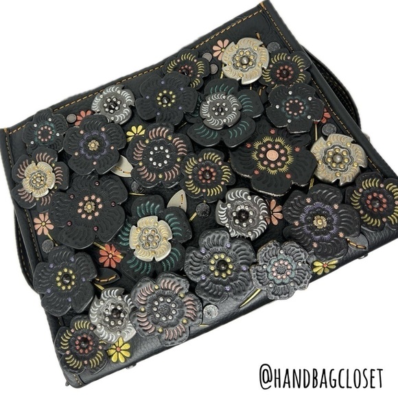 COACH 1941 TOOLED TEA ROSE TEAROSE WILLOW METAL AND LEATHER ROGUE 25 RARE BAG - Picture 12 of 16